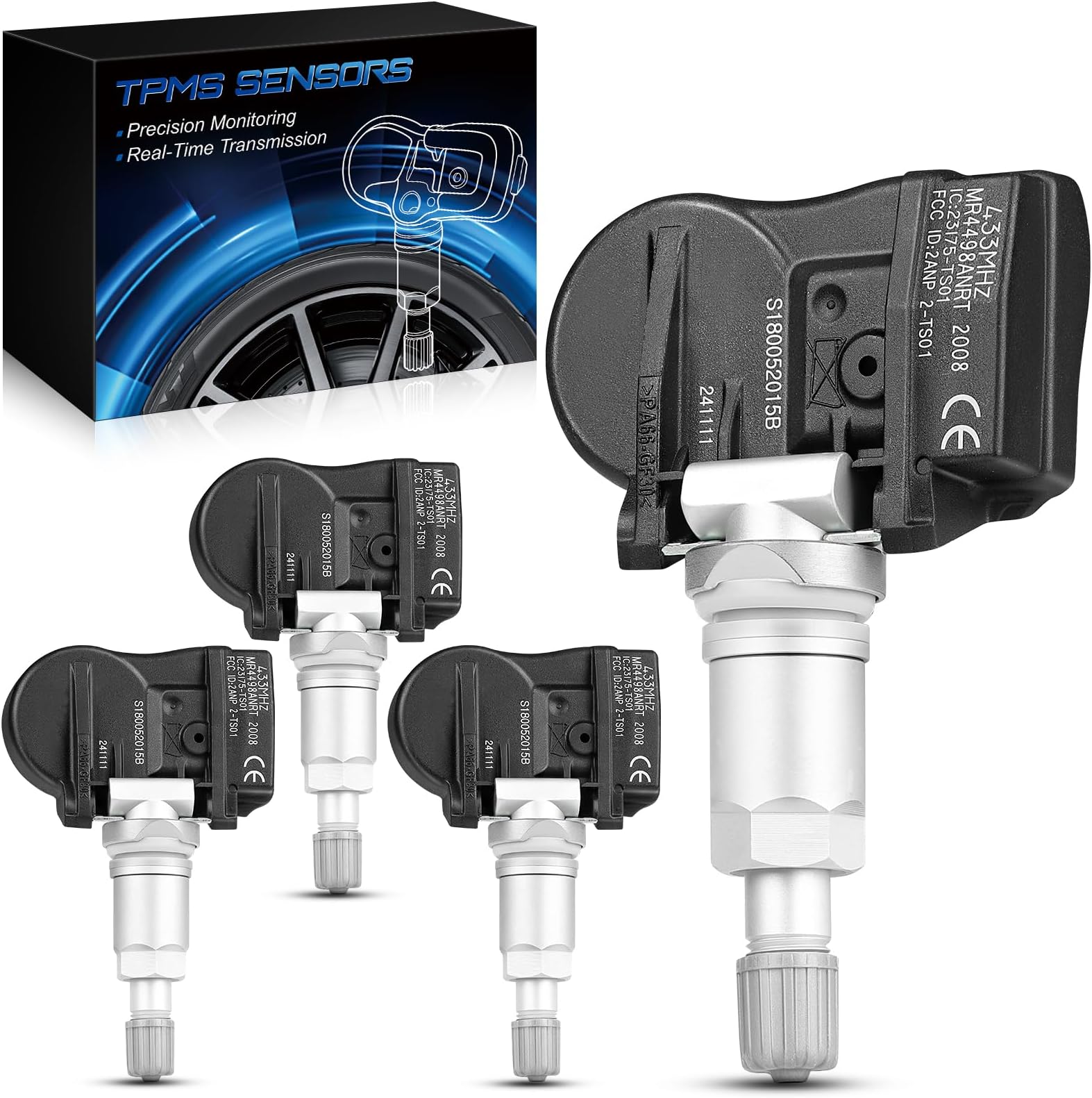 F2GZ1A189A Pre-Programed Tire Pressure Sensor for:-Ford F150 Explorer Fusion Edge Ranger Transit Connect EcoSport Maverick Flex for:-Lincoln MKZ MKX Continental 2016-2021 TPMS 315MHz (4)