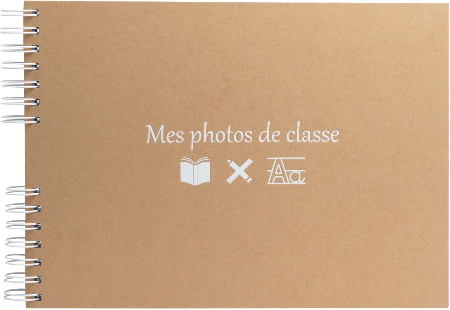 Exacompta - Ref 16029E - Spiral Class Photo Album - 50 Class Photos or 150 Photos 10 x 15 cm - 50 White Pages - Format 32 x 22 cm - Kraft Cover with White Marking