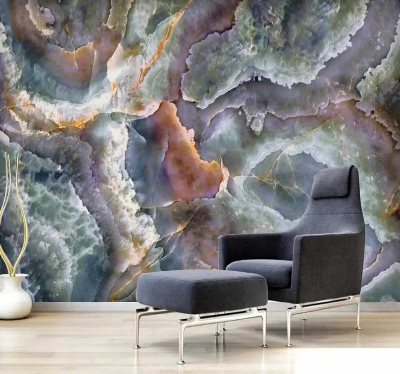 Tzxztt 250Cm×170Cm(B×H) Abstract Creative Patterns Marble Effect Textures Modern 3D Wallpaper Premium Textured Silk Neutral Tones Material Ideal For Living Room Bedroom-250Cm×170Cm