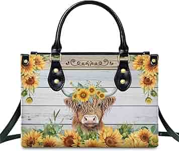 Amazon.com: Leather Handbag for Women, Highland Cow Tote Bag