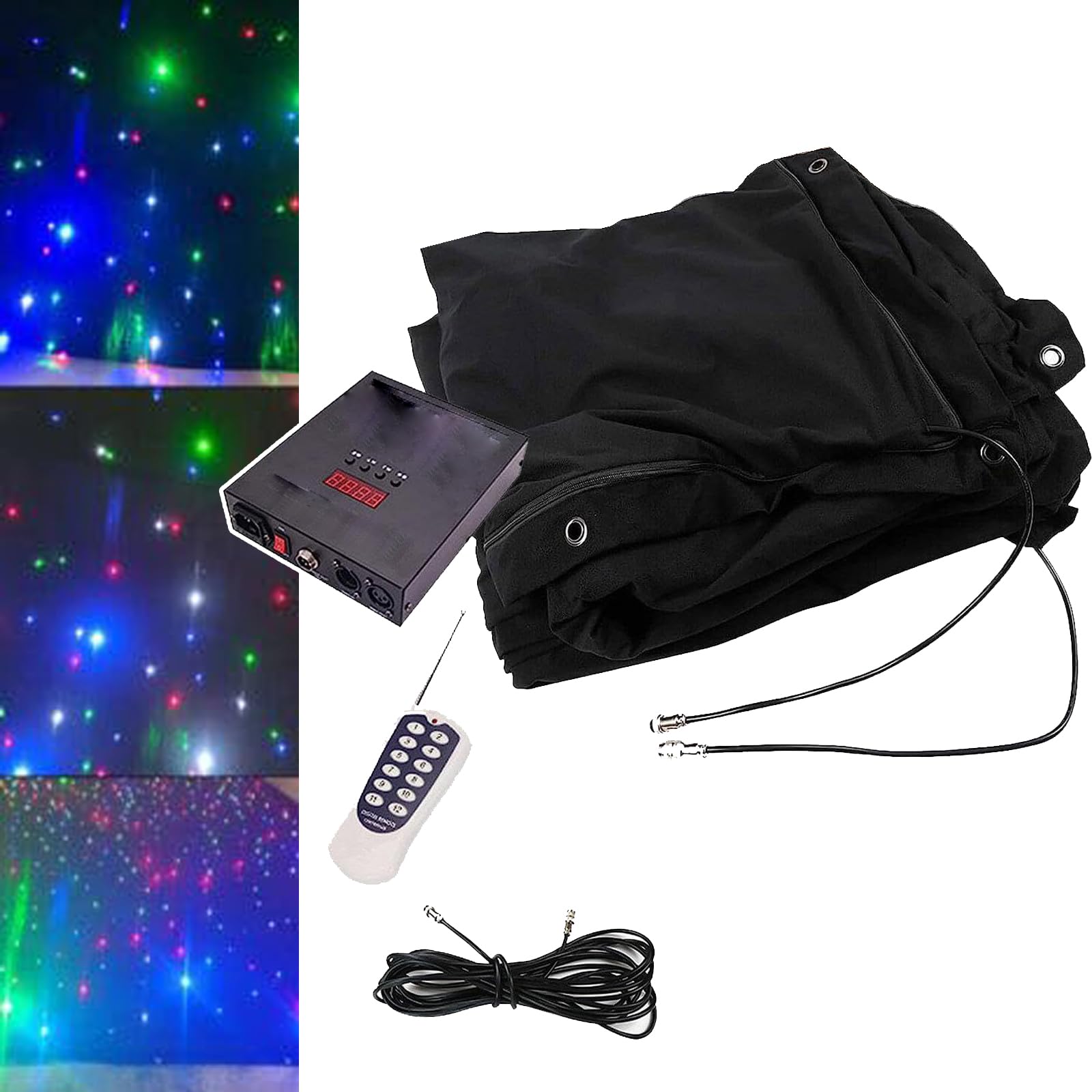 Toile De Fond LED Ciel Étoilé 3x2m | Velours Avec LEDs | 4 Modes | Télécommande + DMX | Pour Scène, Mariage, Décoration