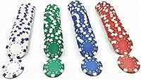 Vista 9 de SEETOOOGAMES 200 Piezas 11.5g Fichas de Póquer de Casino con Diseño de Dados a Rayas de Compuesto de Arcilla - 4 Colores (rojo, verde, negro y azul)