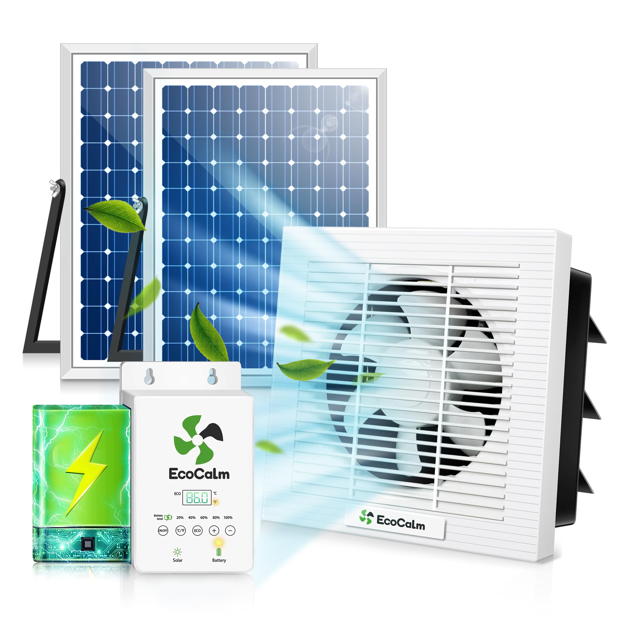ecoCalm 8 inch Solar Exhaust Fan
