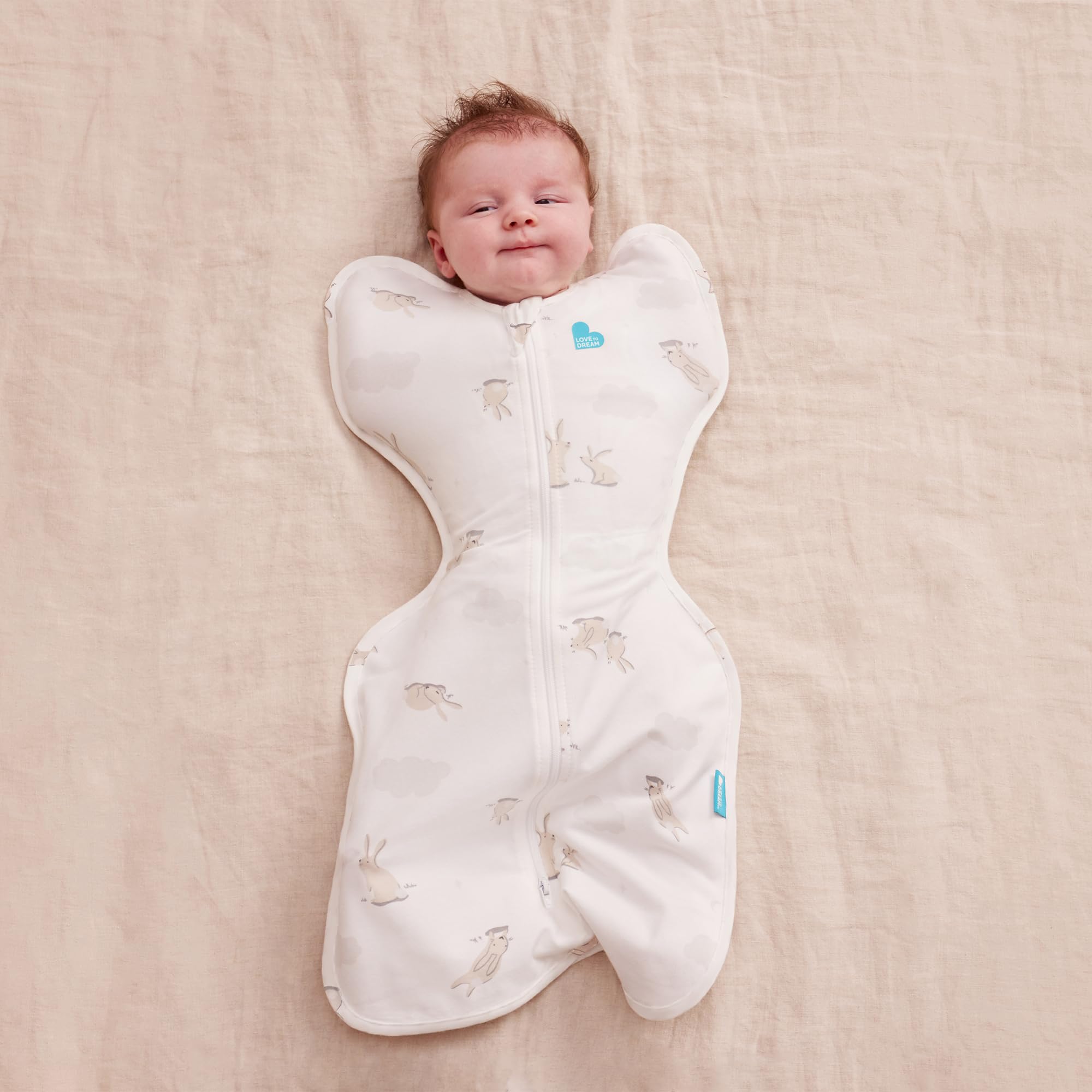 Love To Dream™ Swaddle UP™, Small 3.5-6 kg - Cloud Bunnies, White - Cloud Bunnies, Small (3.5-6kg) - Image 3