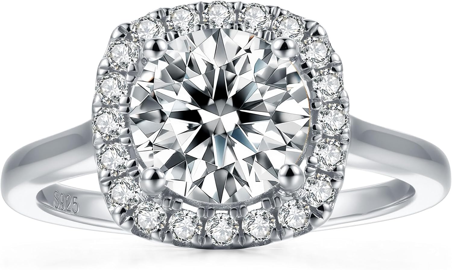 1CT 2CT Halo Moissanite Engagement Ring for Women, Cushion Shaped Half Eternal 14k Gold Vermeil 925 Sterling Silver, Promise Rings for Birthday Valentines Day Anniversary Christmas Size 5-12