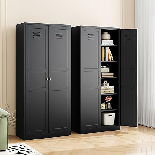 Miniatura 7 de MIIIKO Metal Locker with 2 Doors, Metal Storage Sideboard Accent Cabinets for Kitchen, Pantry, Home Office and Garage