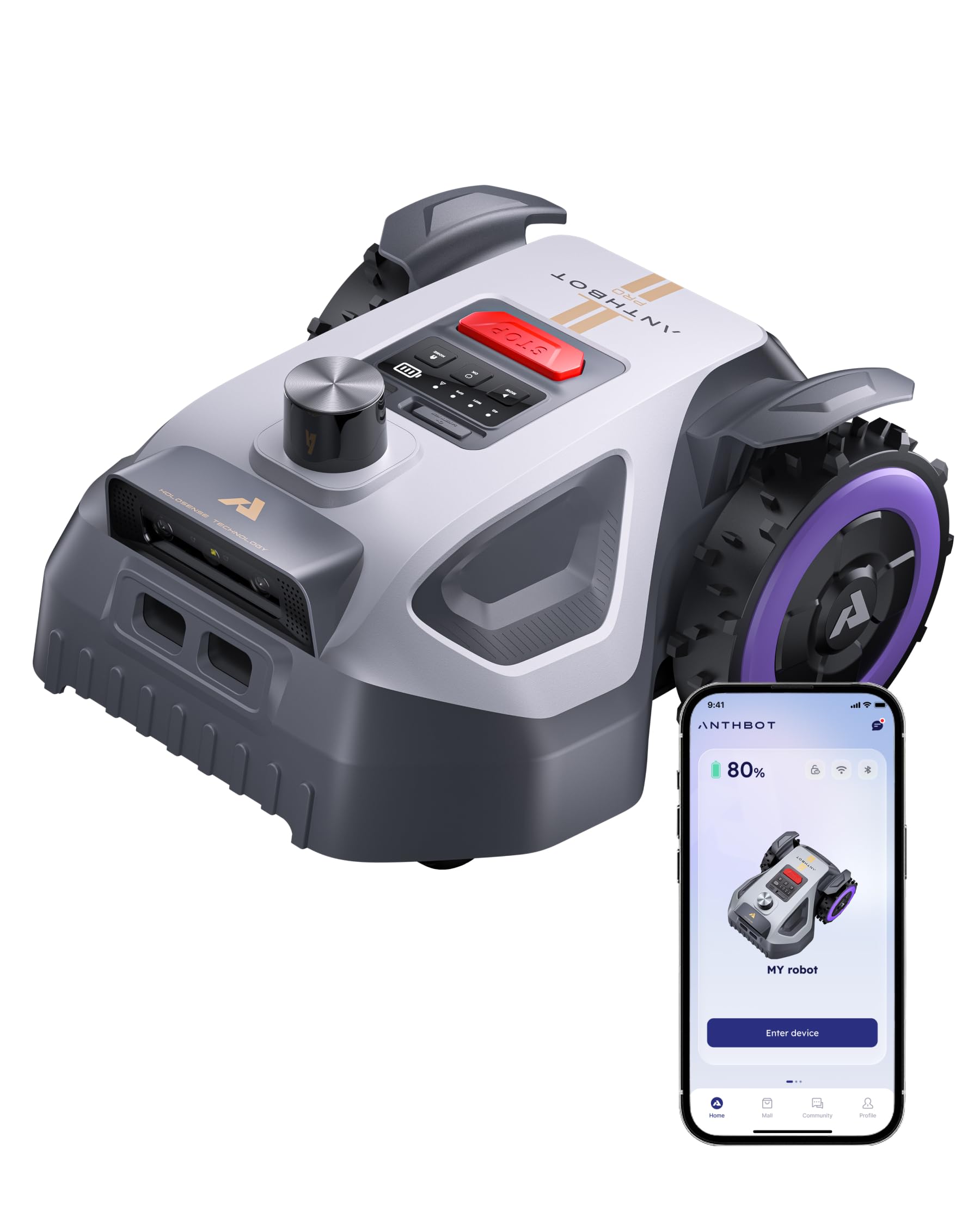 ANTHBOT M5 Pro 360° LiDAR cortacésped robot – 500㎡, NetRTK + 4G+HDR Vision IA, cartografía automática, gestión multizona, programación de la siega, 150㎡/h, 3-7CM Ajuste de la altura de corte