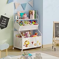 Vista 3 de BBLIKE Organizador de Almacenamiento de Juguetes con Ruedas - Caja de Juguetes Grande de 3 Niveles para Niños, Caja de Juguetes con Almacenamiento