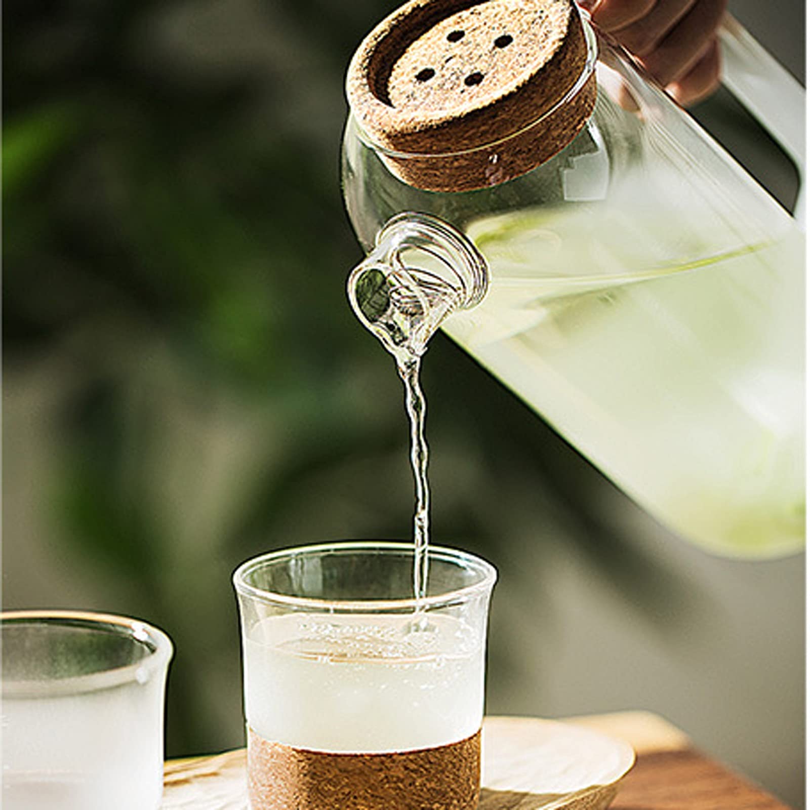 Jarra Agua Fria Jarra de vidrio creativo con alto contenido de vidrio de borosilicato de alta presión con mango para leche, jugo y bebidas caseras Jarra Agua Detox Frutas ( Size : Large )