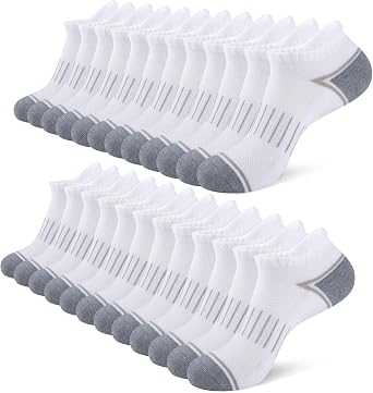 Heatuff 12 Pairs Mens Ankle Running Socks Cushioned Low Cut Athletic Sports Casual Tab Socks