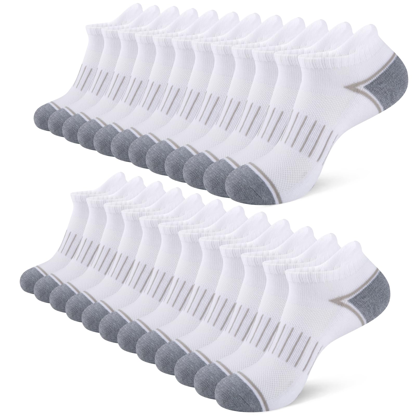 Heatuff 12 Pairs Men's Ankle Running Socks Cushioned Low Cut Athletic Sports Casual Tab Socks