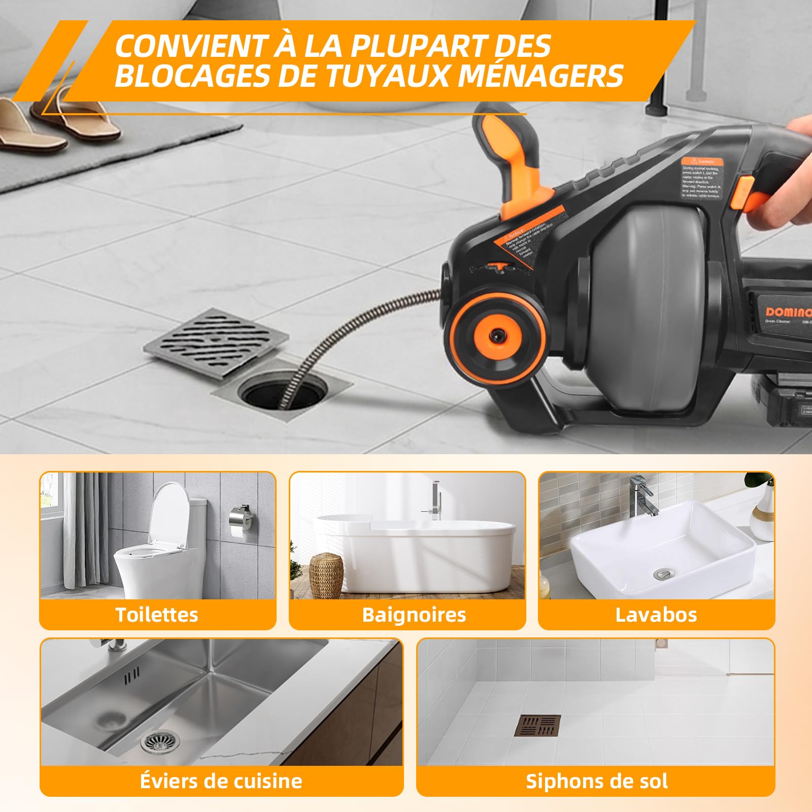 Furet déboucheur de canalisation pour Makita 18V batterie