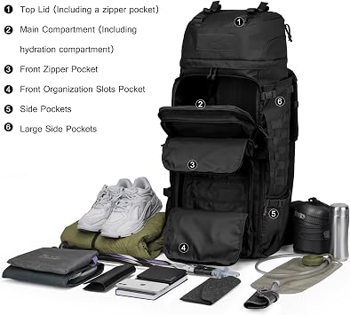 Mardingtop 75L Backpack Tactical Backpack Hiking Backpack Trekking Backpack YKK Zipper Large Capacity