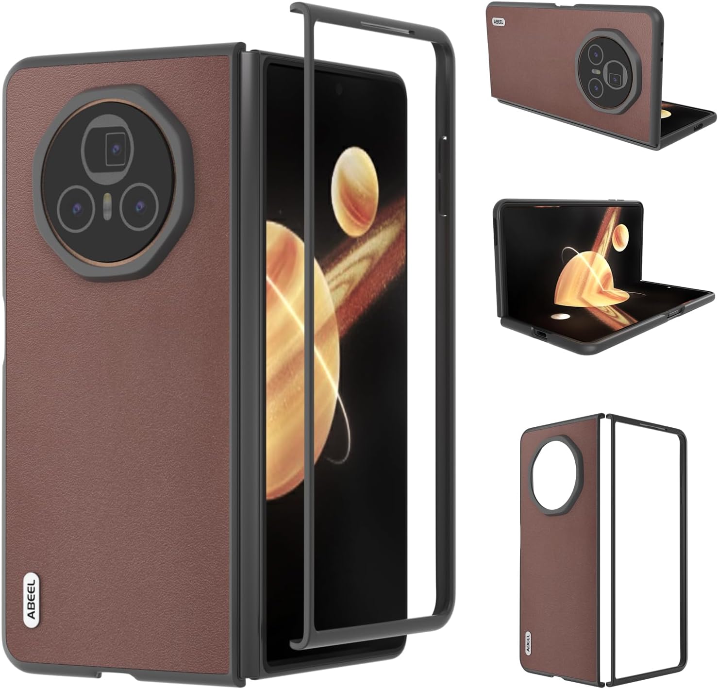 Case For Honor Magic V3, Built-in Screen Protector, Camera And Hinge Protection, Creative Stand, Leather Drop-Proof Phone Case (Black,for Magic V3