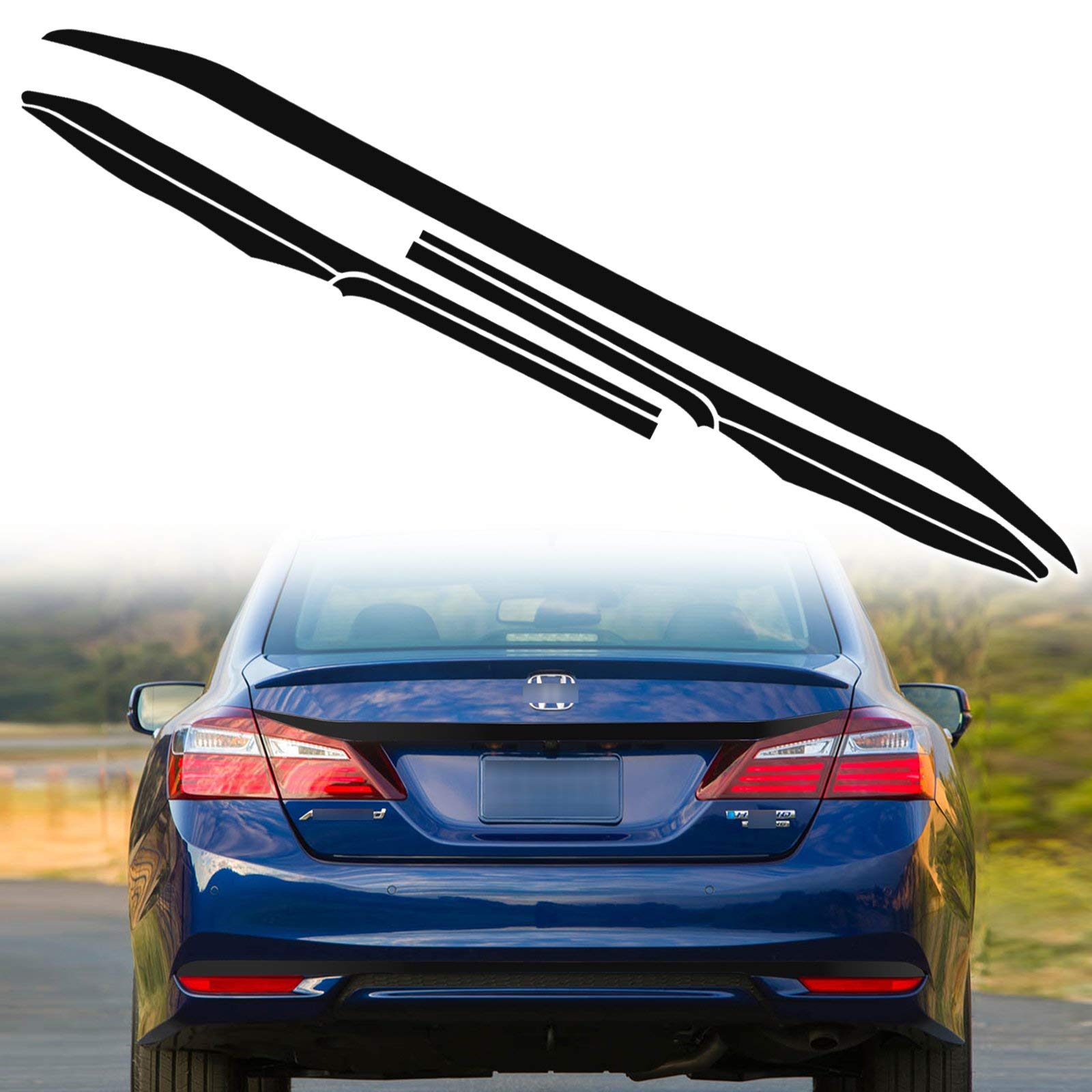 Xotic Tech Trunk and Lower Rear Chrome Trim Delete Blackout Overlay Pre-Cut Vinyl KK Kit Compatible with Honda Accord Sedan 2016 2017 - Gloss Black