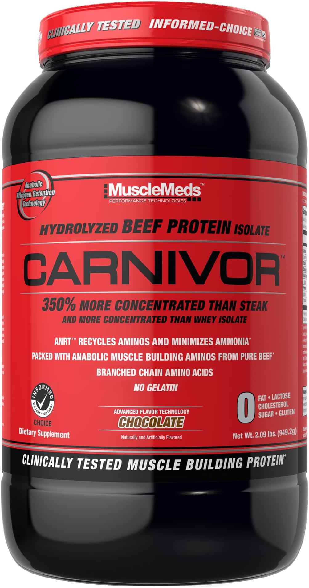 Carnivor Hydrolyzed Beef Protein Isolate, 0 Lactose, 0 Sugar, 0 Fat, 0 Cholesterol, Chocolate, 2lb (Packaging May Vary) - HALAL