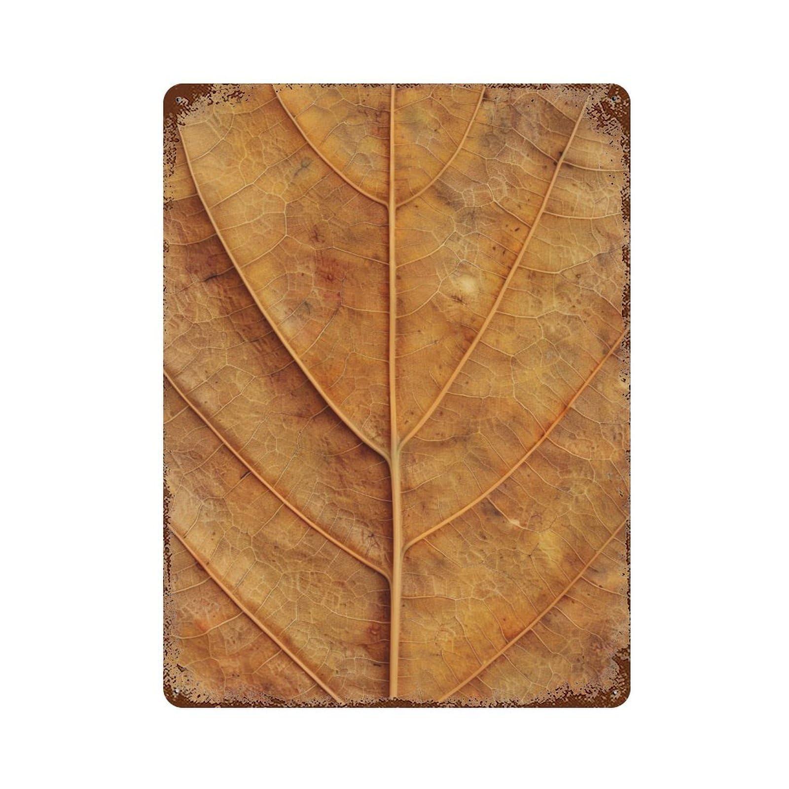 WUJHGRSG Warm Terracotta Detailed Skeleton Foliage Layout 01 Wall Art Retro Iron Vintage Metal Tin Sign Poster Modern Decor for Home Cofffee Club Bar Shop Style 40x30cm