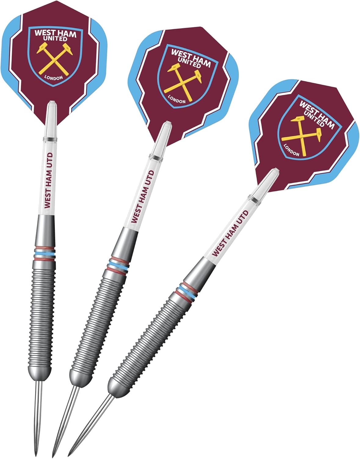  FOCO Officially Licensed Football Club Hammers FC Steel Tip Brass Darts Set, Blue, Claret (D1429) 22g 