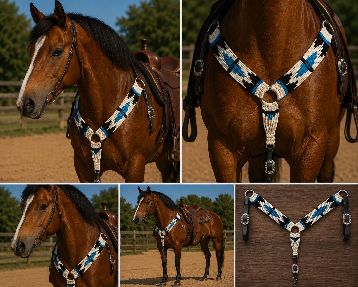 Cheval's International Collar de piel de lana de mohair para accesorios de equitación, collar occidental completo, regalo ecuestre (blanco)
