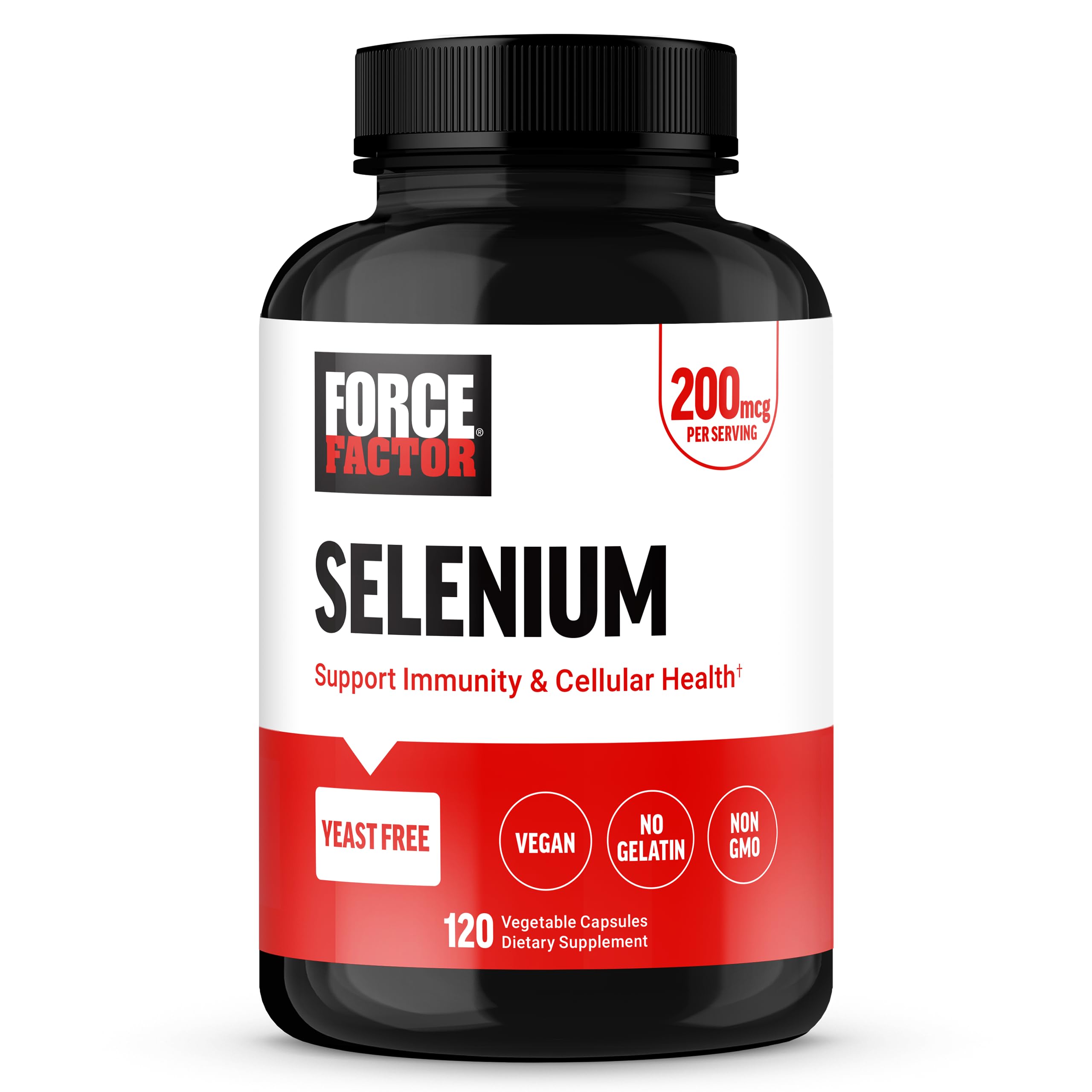 Force Factor Selenium Immune Support Supplement, Selenium 200mcg Capsules to Support Immune Defense, Immunity Supplement, Vegan, Non-GMO, 120 Capsules