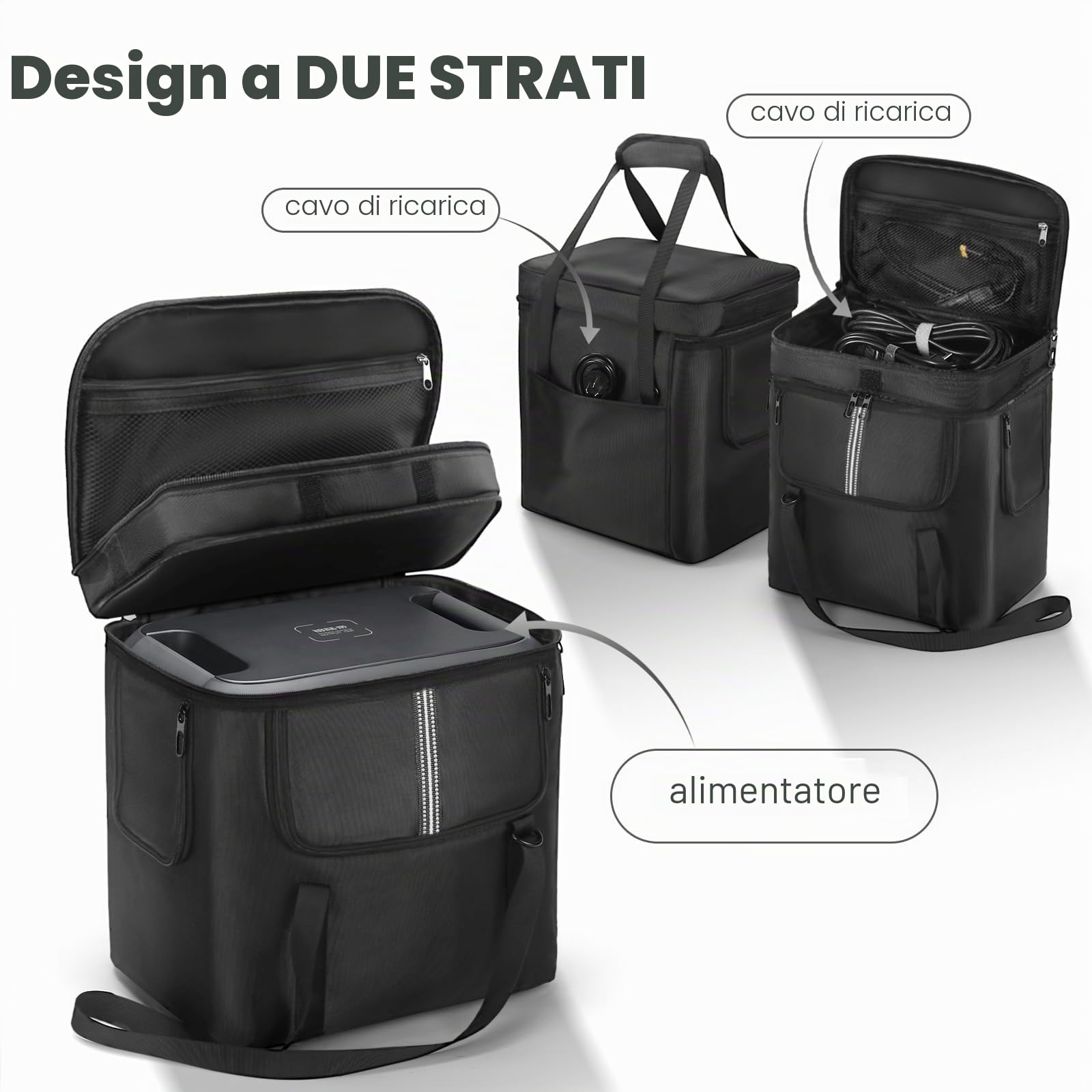 Borsa da trasporto Bluetti AC180, custodia nera per centrale elettrica portatile, cavo di ricarica e accessori