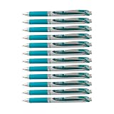 Pentel EnerGel RTX Retractable Liquid Gel Pen Metal Tip, 12 Pack, (0.7mm), Medium Line, Turquoise Blue, Box of 12 (BL77-S3) – view 1