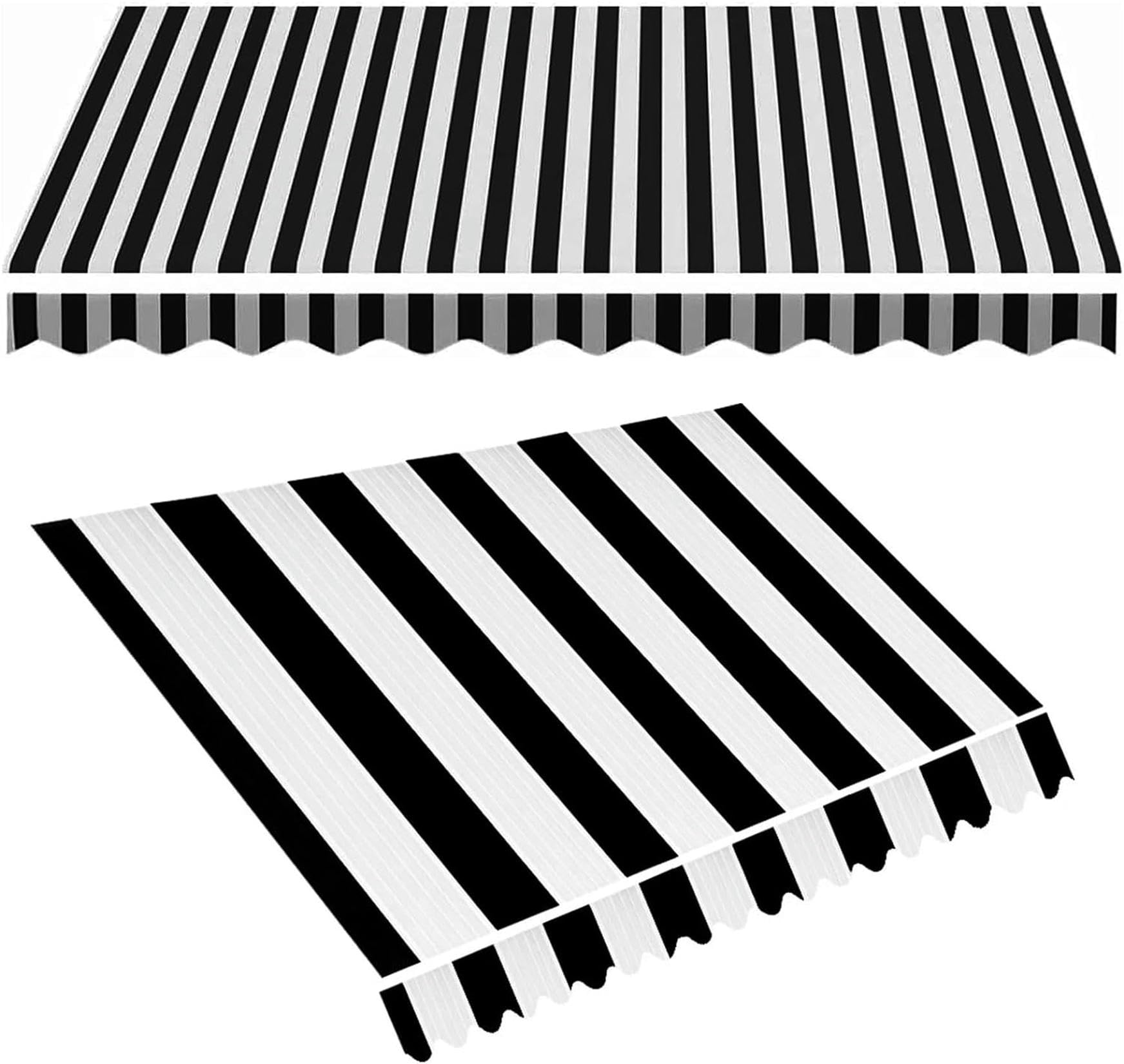 Toile de rechange pour auvent 4x3m à rayures graphiques noires et blanches haute résistance