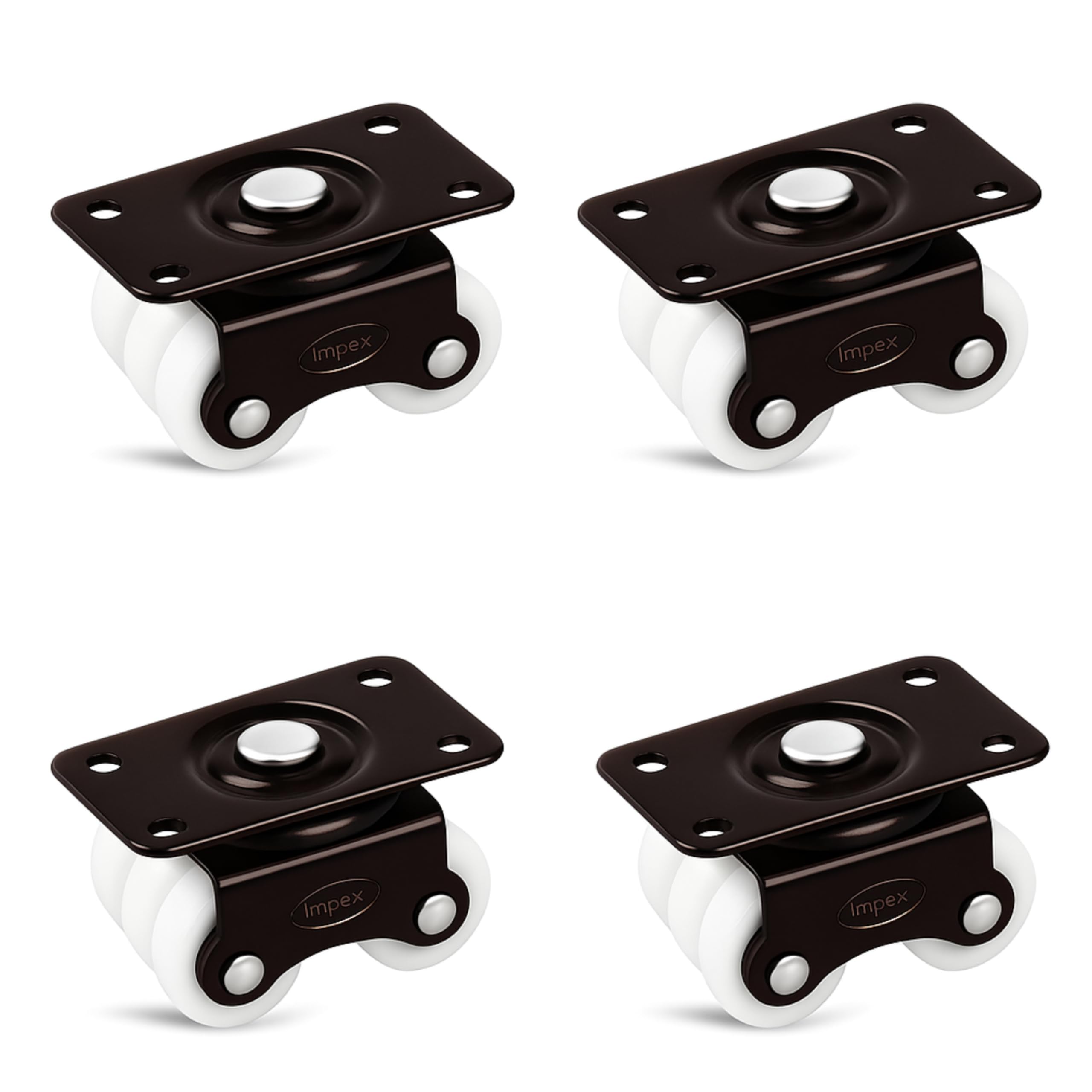 - IMPEX Six Wheel Castor - Heavy Duty 400Kg Load Capacity REVOLVING Six Wheel Caster for Shopping Trolley, Furniture Table & Other equipment (Set of 4)