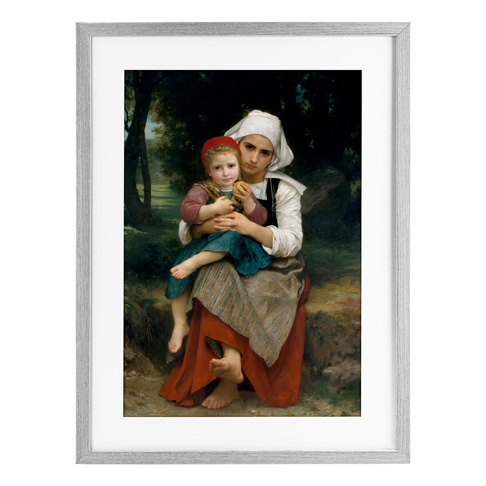 Illustration Bouguereau Brother & Sister émotion artistique cadre blanc intérieur