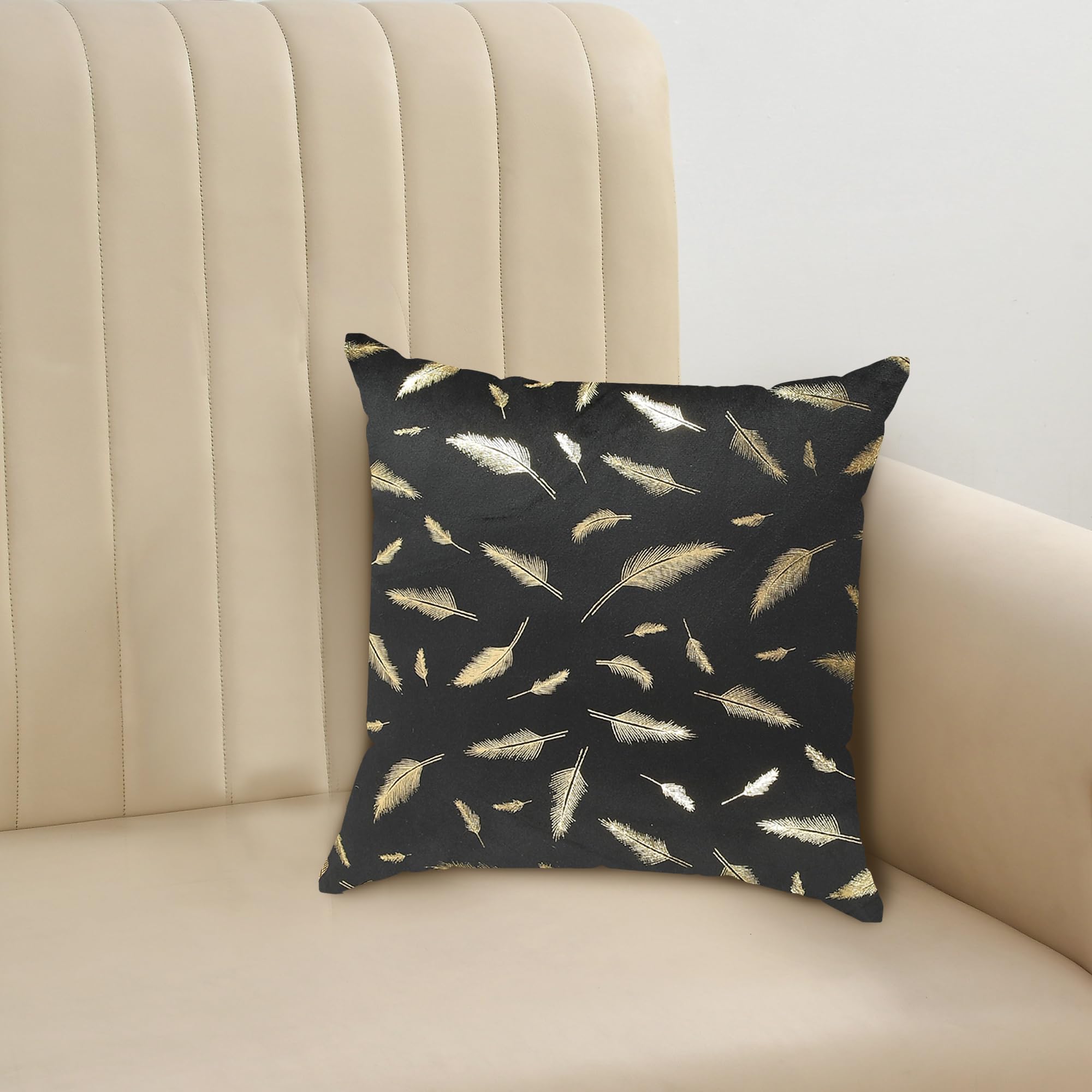 Yellow Weaves Foil Printed Velvet 250 TC Cushion Cover 16 X 16 Inches, Set Of 2, (Beige) (B0D8PRLHVP) Amazon Price History, Amazon Price Tracker
