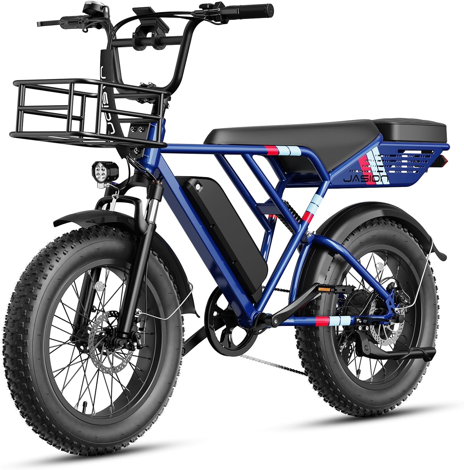 Jasion RetroVolt Electric Bike for Adults, 2000W Peak - 30MPH Electric Dirt Bike, 48V13AH Battery, 70Miles Max Range Electric Motorcycle, 20'' X 4'' Fat Tire All-Terrain E-Bike