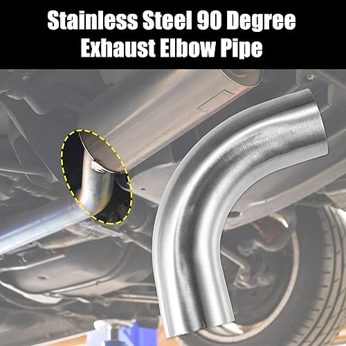 Miniatura 2 de X AUTOHAUX 1 unids OD 2 pulgadas 90 grados mandril curva codo SS304 acero inoxidable curva tubo tubo de escape codo tubo tono plateado