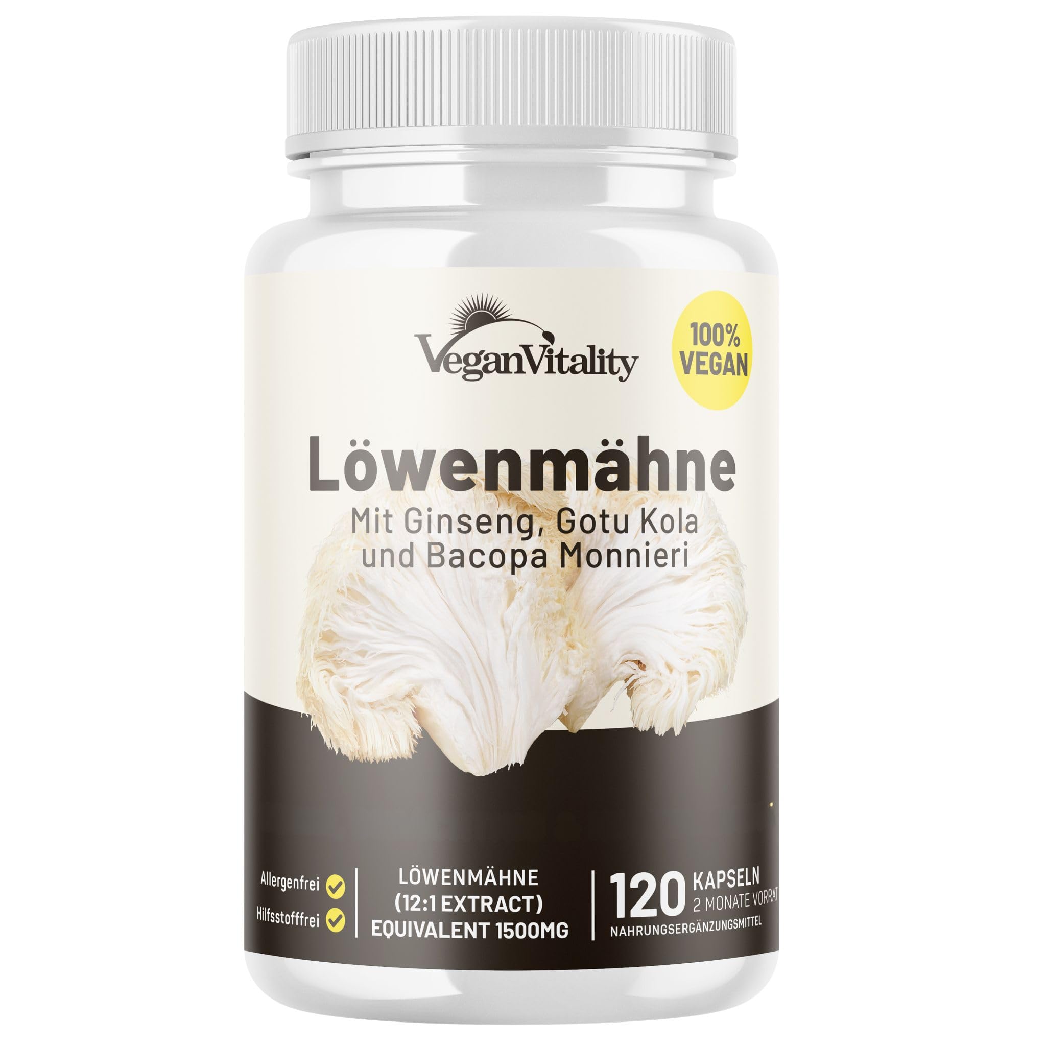 Pilz Komplex, 6 wichtige Pilz Complex als Pilz Kapseln, Lions Mane Kapseln, Reishi Pilz, Chaga extrakt, Shitake, Cordyceps und Maitake 120 Capsules