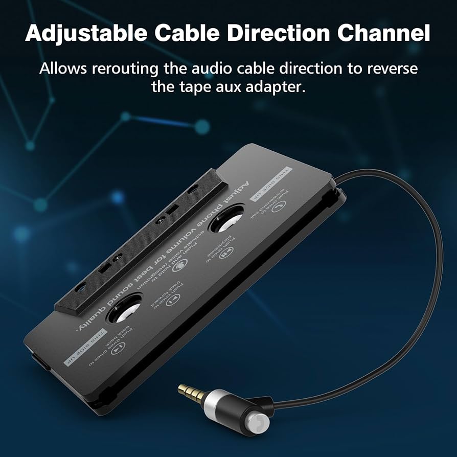 Auto Drive Bluetooth Cassette Adapter With Battery, Two-Channel Stereo, Includes 60mm Charging Cable