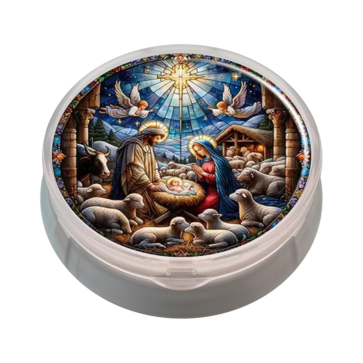 Porta Comprimidos Cenário Natalino - Caixa Compacta com 3 Compartimentos para Medicamentos, Vitaminas e Suplementos