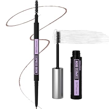 Maybelline Brow Ultra Slim Defining Brow Pencil + Brow Fast Sculpt Brow Gel Makeup Bundle, Includes 1 Soft Brown Eyebrow Pencil and 1 Clear Eyebrow Gel