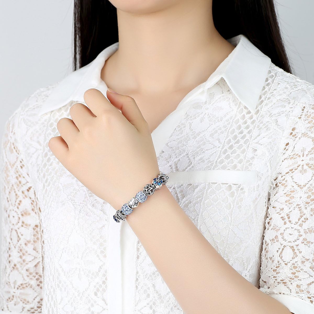 YOUFENG Love Beads Charms Bracelet for Women Snake Chain Unicorn Charm Flower Charms Bracelets Birthday Gifts for Her Amethyst Bracelet - Image 6