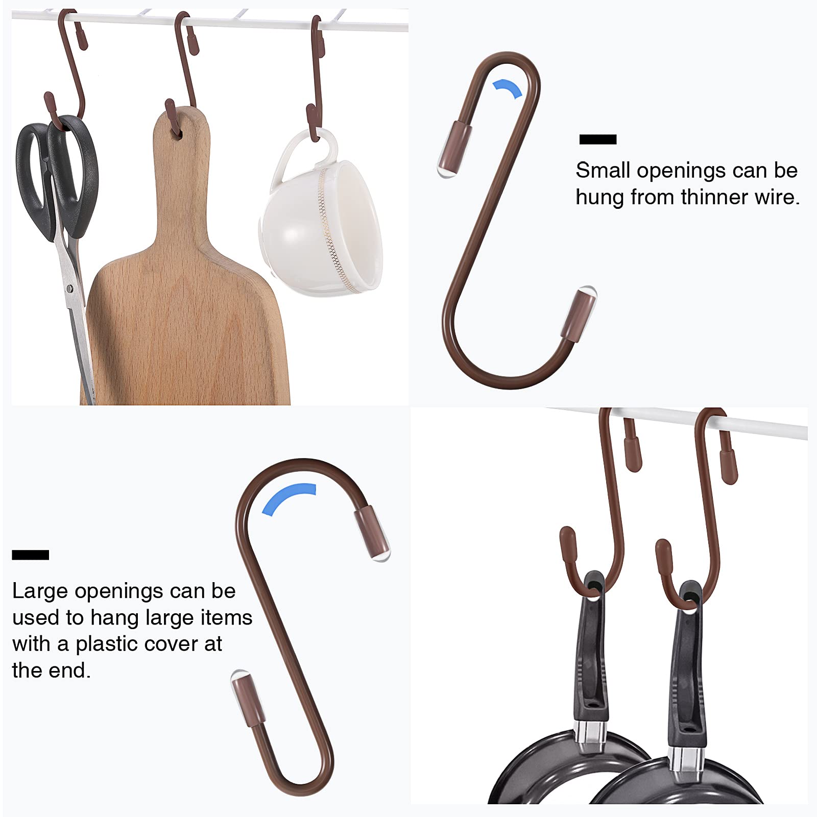 36 ganchos en S para colgar resistentes en forma de S, de metal antideslizante, para calcetines, ollas de cocina, utensilios, armario, alambre, baño, dormitorio, bolsa de sartenes, toallas 5