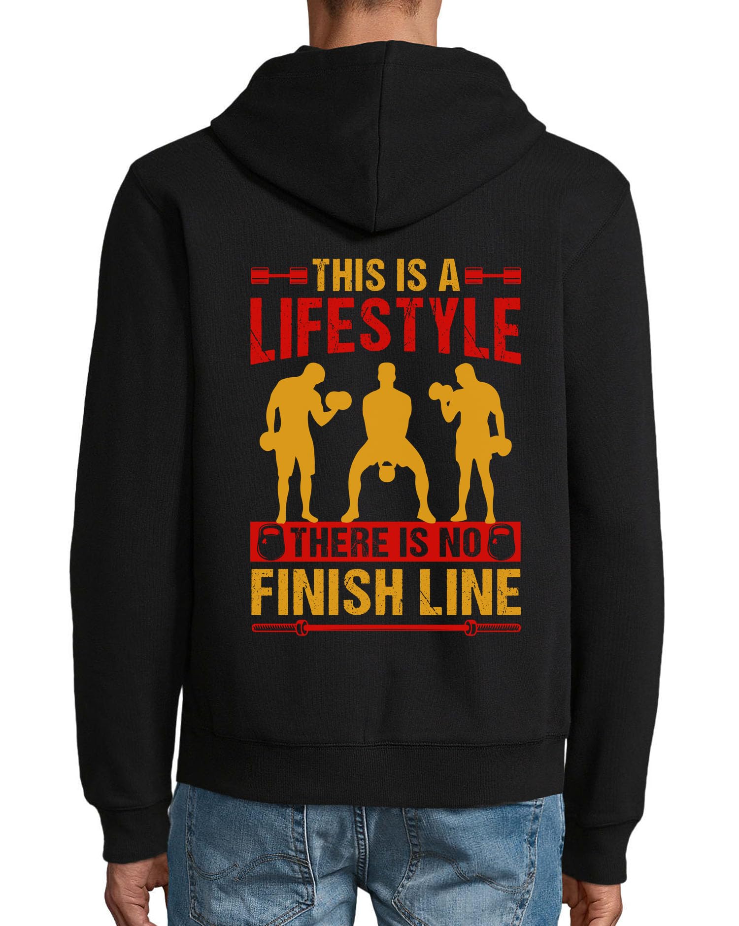 This is a Lifestyle There Is No Finish Line Training Graphic Felpa con cappuccio in misto cotone con cerniera felpa con cappuccio nera