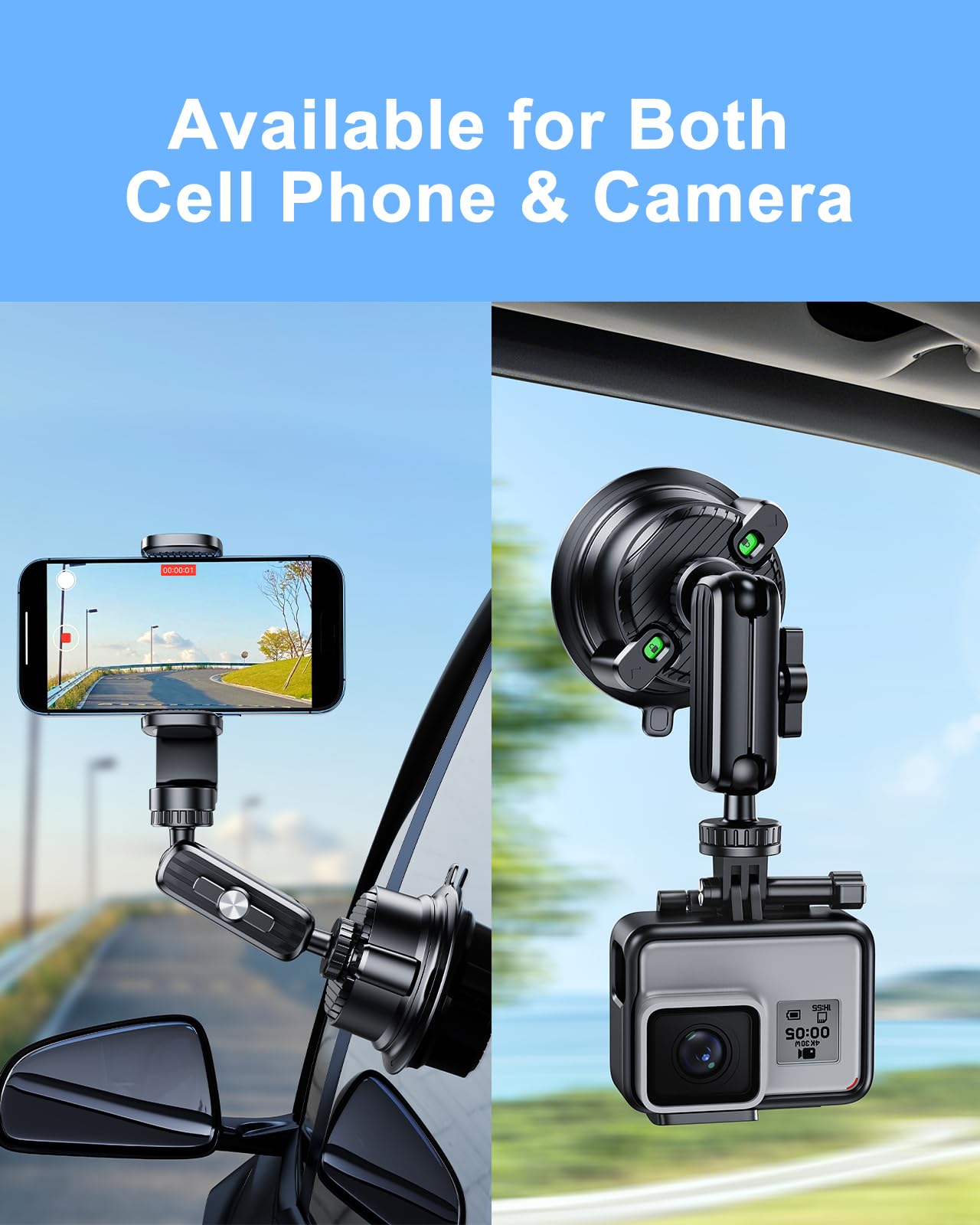 Soporte de teléfono con ventosa para coche, ultra estable, giratorio de 360 grados, para grabación de video, soporte de coche para iPhone 16 Pro Max GoPro Insta 360 cámara Vlog