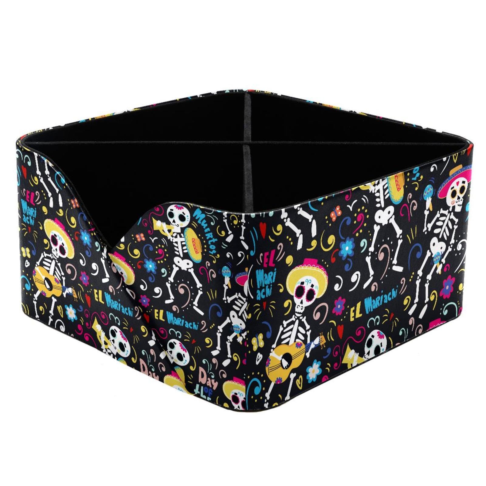 KengjuTesu Day of the Dead Skeletons Desktop Organizer Pen Holder, Rectangular Pencil Cup for Office, Study and Makeup Stations