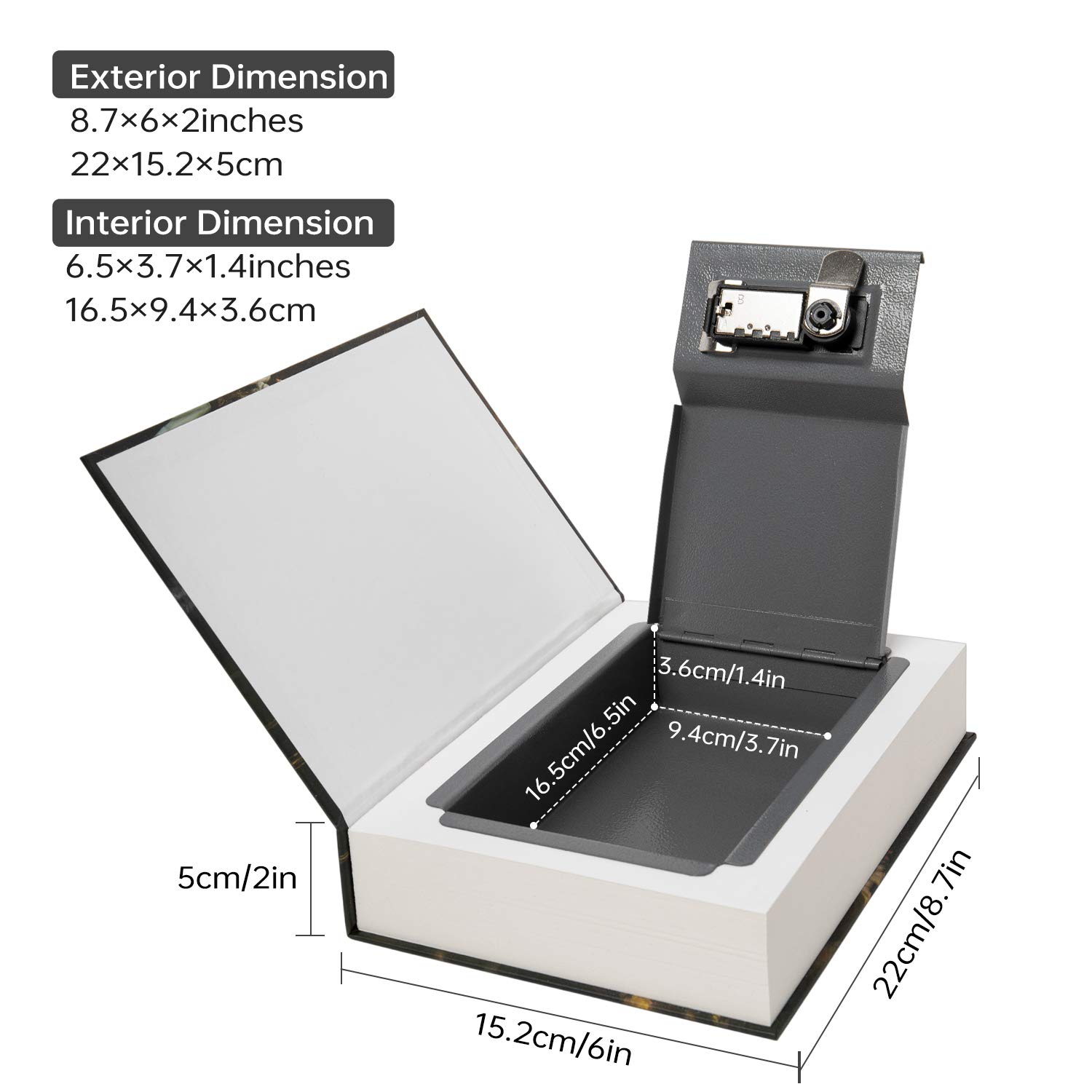 Cassaforte Nascosta A Forma Di Libro - Portavalori Segreto Per Contanti E Gioielli Con Chiave - Foto 6