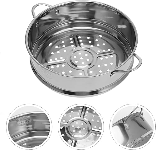 Miniatura 4 de Hemoton Cesta de vapor apilable de 8.6 pulgadas, inserto de vapor de acero inoxidable, bandeja de vapor universal, utensilios de cocina con asas