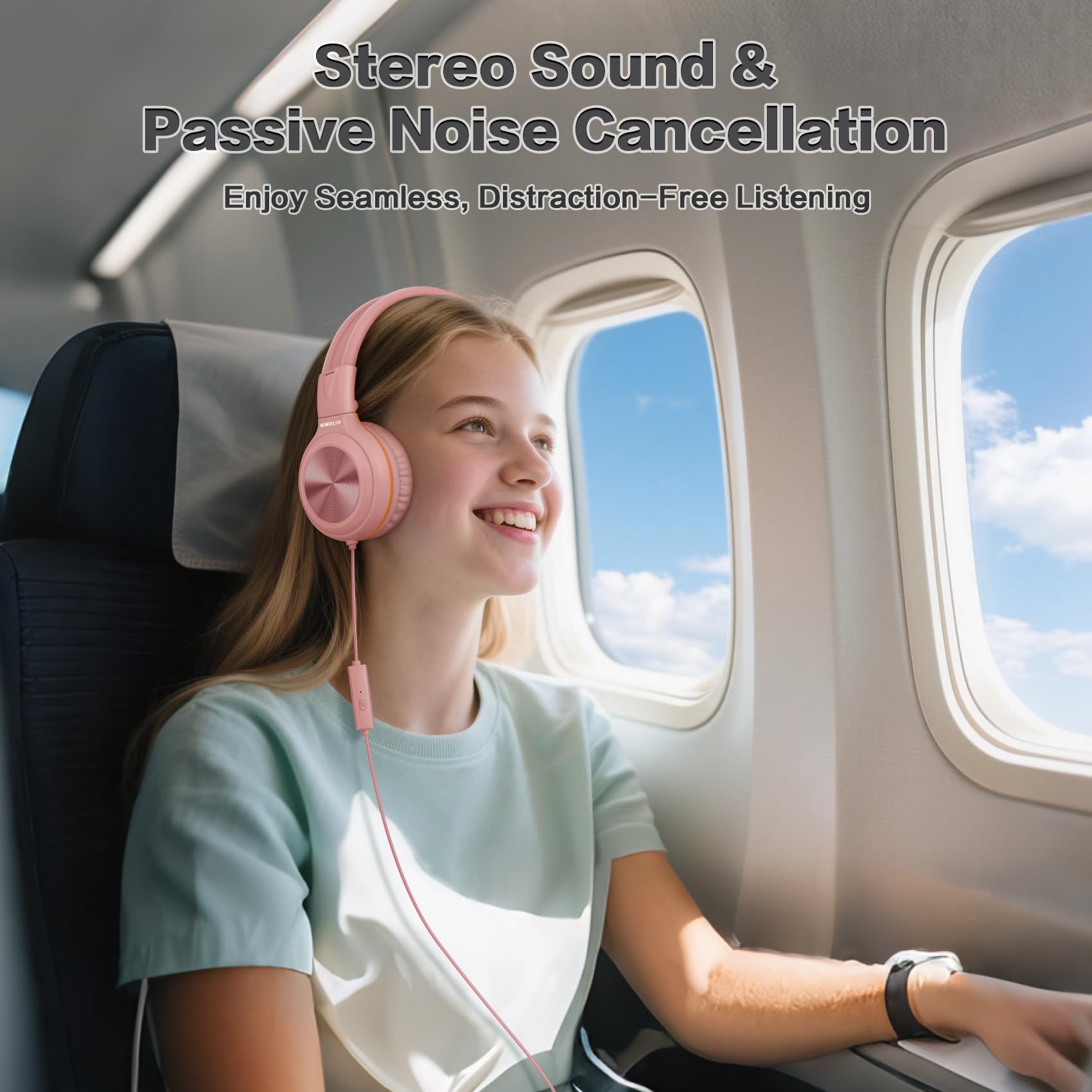 SIMOLIO 2 Incluye Auriculares con micrófono, Auriculares Plegables para niñas y niños Adolescentes, Auriculares Auriculares con límite de Volumen y 3,5 mm UX Share para tabletas móviles PC Chromebook