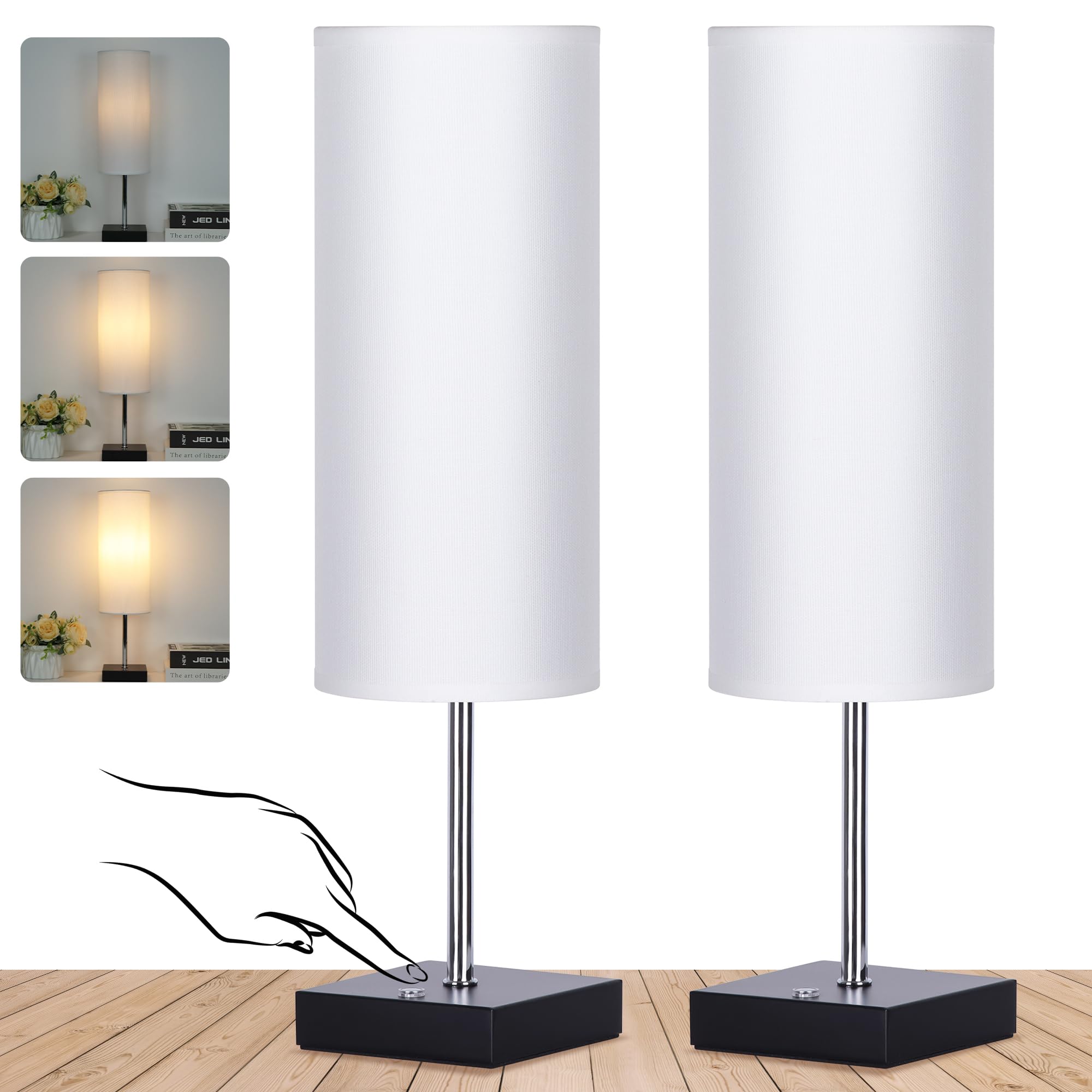 Photo 1 of 18Inch Cordless Lamp Table Lamps set of 2, 5000mAh Rechargeable Beside Table Lamp for Living Room, 2700K Battery Operated Small Bedroom Desk Lamp for Night Stand White Shade for Home?Bulb Included?