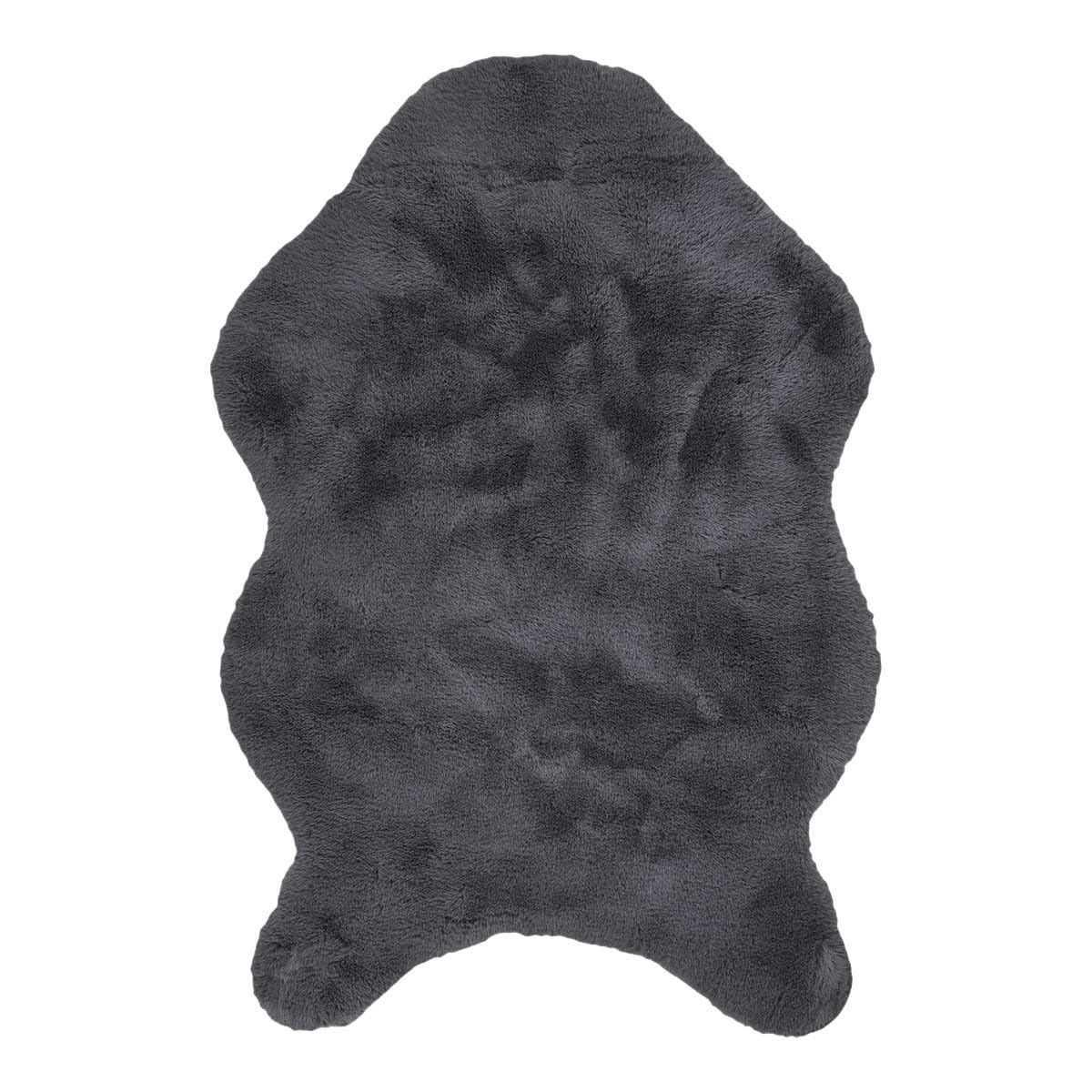 Tapis peau de bête 60x90cm gris anthracite imitation fourrure fine AltoBuy Snugly
