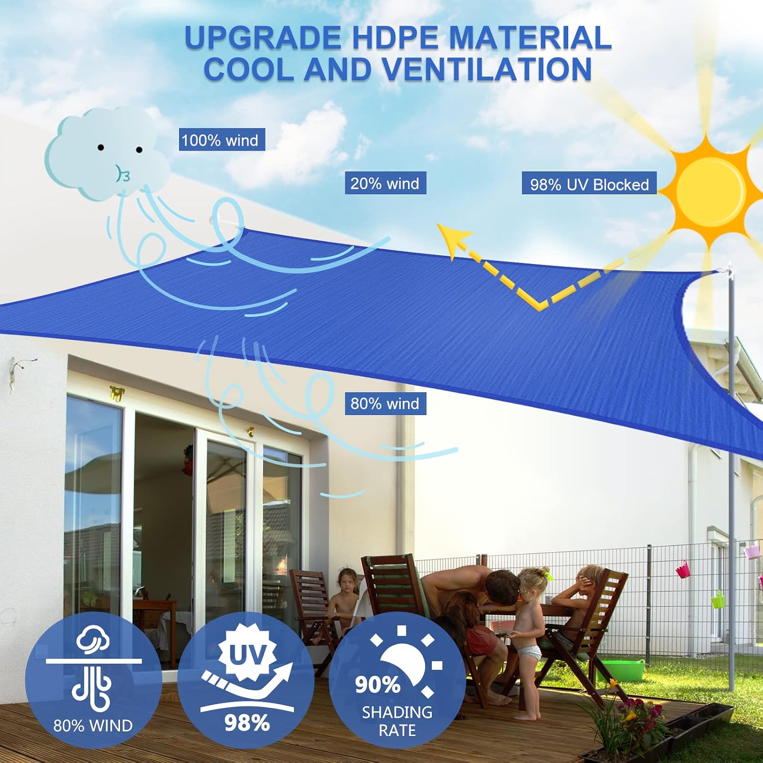 Sun Shade Sails Outdoor 12' x 16': UV Block Canopy Patio Sunshade Cover - 185 GSM Thicker Sail Shade for Deck Pergola Garden Backyard Outdoor