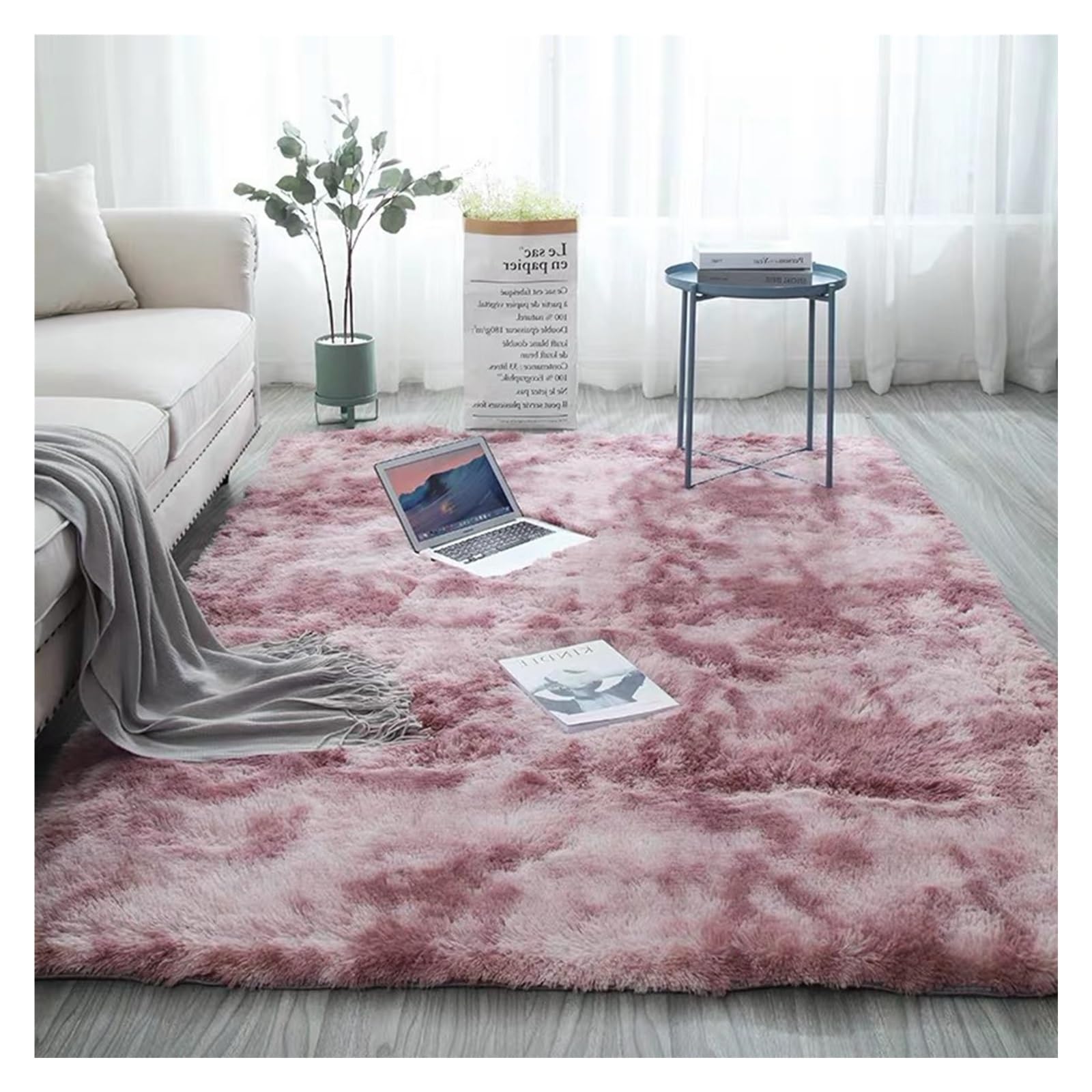 GOUSANG Fluffy Area Rug 190 x 320 cm Extra Large Rugs Living Room Thick Luxurious Soft for Sofa Home Room Hallway Kitchens, Pink Purple — image 1