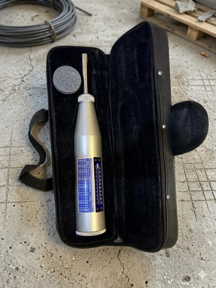 Concrete Strength Testing Rebound Hammer | Schmidt Hammer NDT Concrete Tester | Non-Destructive Testing Equipment | Heavy-Duty Construction | Includes Carborundum Grinding Stone & Carry Case-picture-15