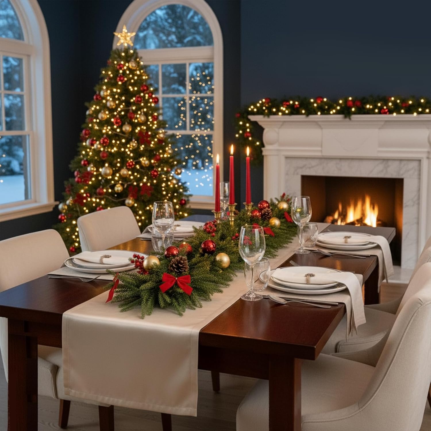 6ft Real Touch Norfolk Pine Garland - Luxury Soft Faux Cedar Greenery for Christmas Mantle Decor, Fireplace & Staircase - Lifelike Heavy Artificial Winter Garland (Unlit) - Image 7